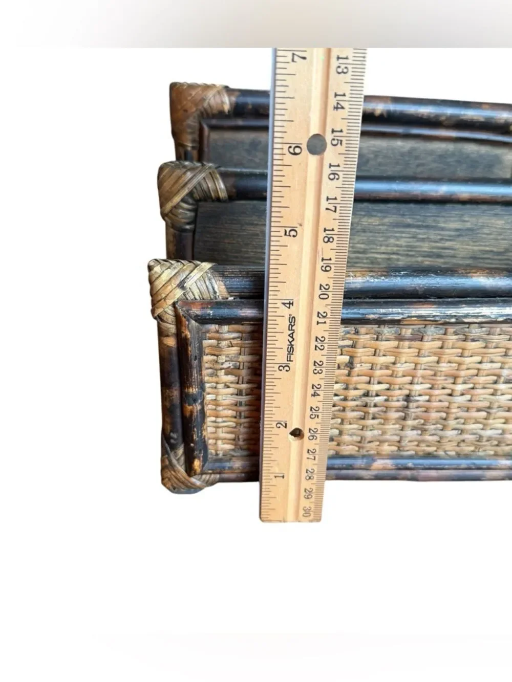 Pier 1 Coastal Rattan Letter Holder Desk Organizer Brown Tan